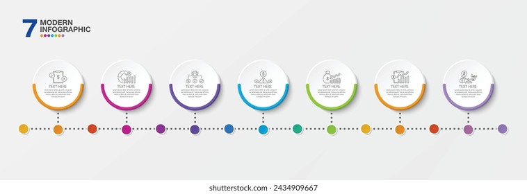 Infographic design with icons and 7 options or steps. Infographics business concept for info graphics, flow charts.