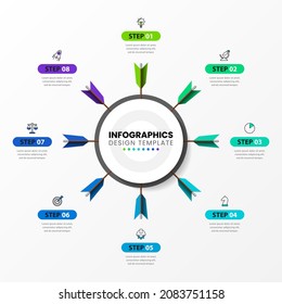 Infographic design with icons and 8 options or steps. Can be used for workflow layout, diagram, banner, webdesign. Vector illustration