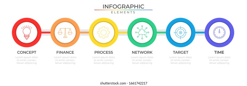 Infographic design with icons and six options or steps. Vector template for company or corporate business project and presentation.