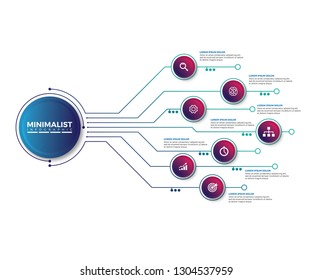 Infographic design ideas, Vector 7 options infographic design, structure chart, presentation template. Editable stroke and global swatches.