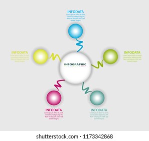 Infographic design. Information graphics template. 5 steps, strategies or business processes.