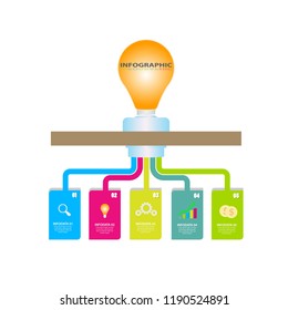 Infographic design. Information graphics template. 5 steps, strategies or business processes. Vector illustration.