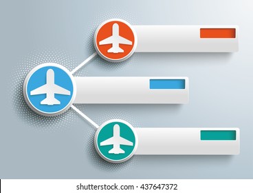 Infographic design with jets, circles and banners on the gray background. Eps 10 vector file.