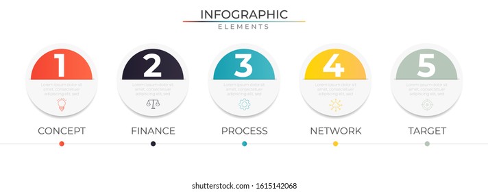 Infographic design layoutwith icons and 5 options or steps. Modern vector template for company and corporate business project and presentation.