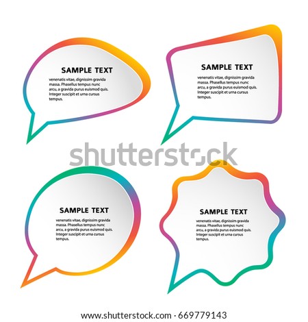 Infographic design with light color border, set of communication bubbles, isolated on white background. Vector abstract illustration of Eps 10. Theme holiday, Halloween, party, happyness, wellness