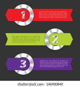 Infographic design with metallic rings and arrow ribbons 