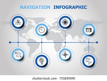 Infographic design with navigation icons, stock vector