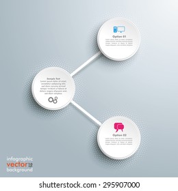 Infographic design with network circles on the gray background. Eps 10 vector file.
