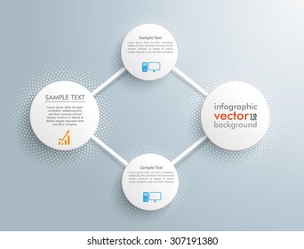 Infographic design with network circles on the gray background. Eps 10 vector file.