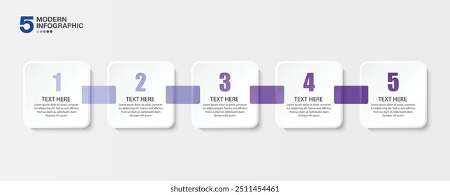 Design infográfico com número e 5 opções ou etapas. Infographics conceito de negócios para gráficos de informação, fluxogramas.
