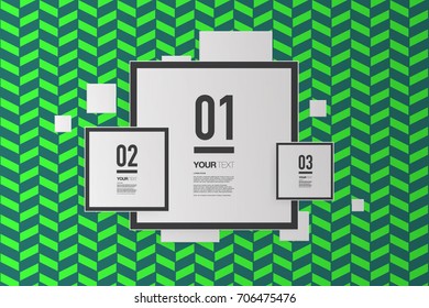 Infographic design with numbered text boxes on abstract geometric pattern background Eps 10 stock vector illustration 