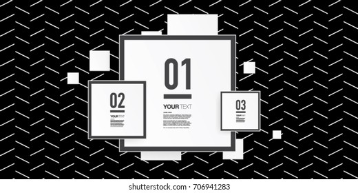 Infographic design with numbered text boxes on abstract geometric pattern background Eps 10 stock vector illustration 