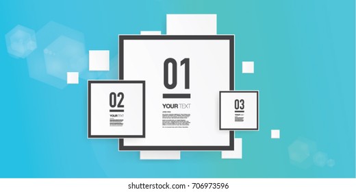 Infographic design with numbered text boxes on abstract blue background Eps 10 stock vector illustration 