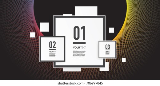 Infographic design with numbered text boxes on abstract colorful geometric pattern background Eps 10 stock vector illustration 
