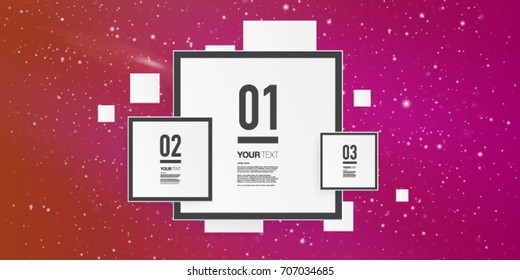 Infographic design with numbered text boxes on starry night sky background Eps 10 stock vector illustration 