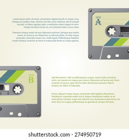 Infographic design with old school cassettes and retro colors