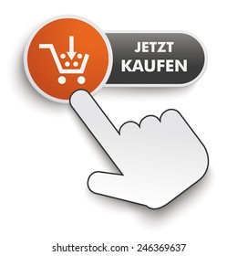 Infographic design on the gray background. German text "Jetzt kaufen", translate "buy it now". Eps 10 vector file.