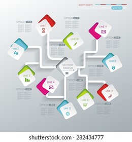 Infographic design on the grey background. Eps 10 vector file.