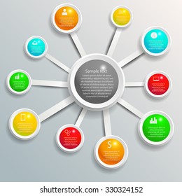 Infographic design on the grey background, business template with 10 options