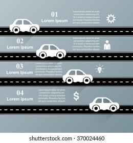 Infographic Design On The Grey Background. Car Icon. Road Icon.