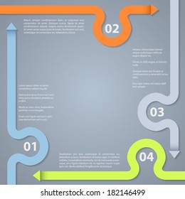 Infographic design with options descriptions and color arrows