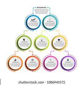 Infographic design organization chart template for business presentations, information banner, timeline or web design.