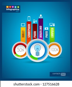 Infographic design - original paper geometric shape with shadows. Ideal for statistic data display.