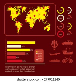 Infographic design over red background, vector illustration