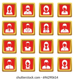 Infographic design parts icons set in red color isolated vector illustration for web and any design