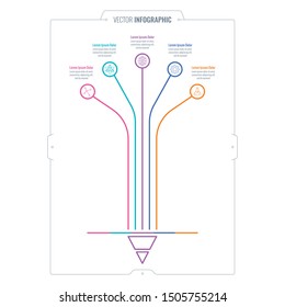 infographic design with pencil and five options. education information template