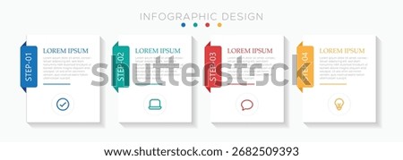 Infographic design with place for your data. 4 Step Infographic Communication. Business Development Concept Infographic Design with Editable Line icon.  Vector illustration. 