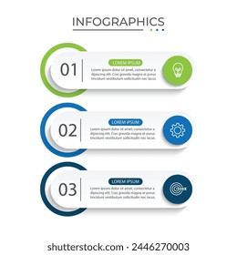 Plantilla de infografía de negocios de presentación de diseño infográfico con 3 pasos