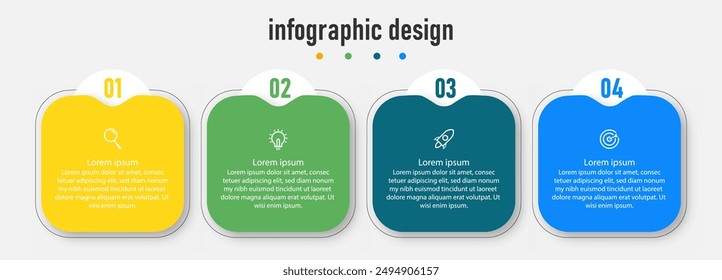 Plantilla de infografía de negocios con 4 opciones, se puede utilizar para diagrama de flujo de trabajo, infografía, Diseño web. Ilustración vectorial.	