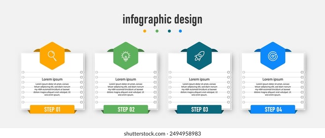 infographic design presentation business infographic template with 4 options for workflow diagram, info chart, web design. vector illustration.	