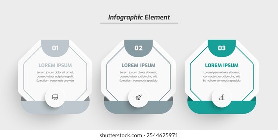Infographic Design Presentation Business Template with Octagon Label 3 Number and Icon