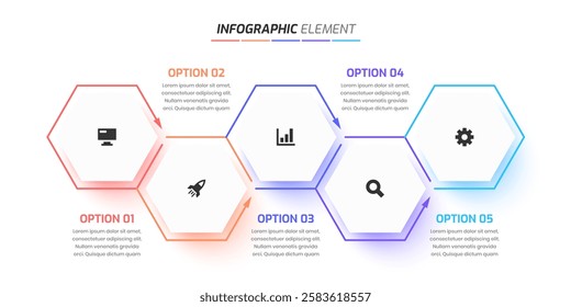 Infographic Design Presentation Business Infographic Template with 5 Option and Icon