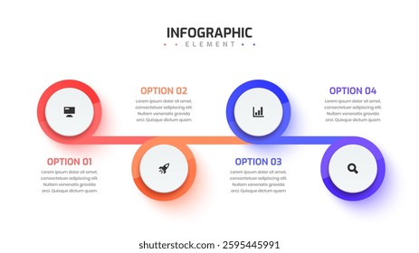 Infographic Design Presentation Business Infographic Template with 4 Option and Icon