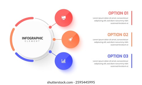 Infographic Design Presentation Business Infographic Template with Circle Label 3 Option and Icon