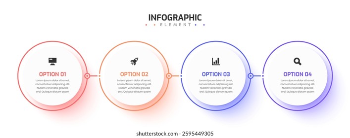 Infographic Design Presentation Business Infographic Template with Circle Label 4 Option and Icon