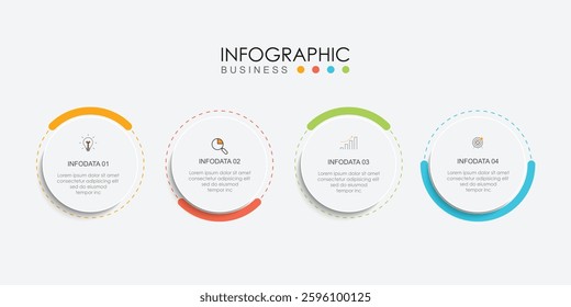 Infographic design presentation business infographic template with 4 options can be used for workflow diagram, info chart, web design. vector illustration.