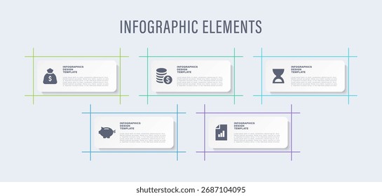 Plantilla de infografía de negocios de presentación de diseño infográfico con 5 opciones o pasos