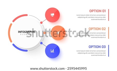 Infographic Design Presentation Business Infographic Template with Circle Label 3 Option and Icon
