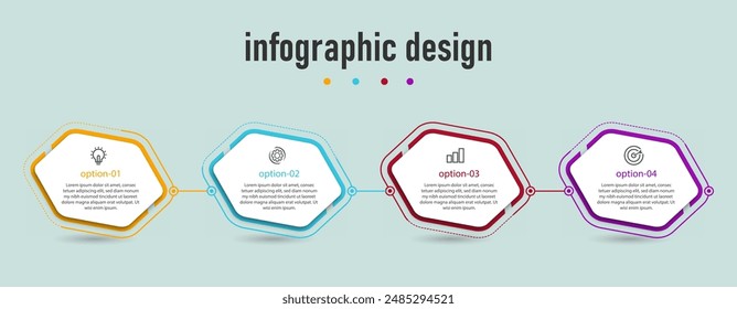 Infographic design presentation business timeline with 4 steps, options. can be used for workflow diagram, info chart, web design. vector illustration.