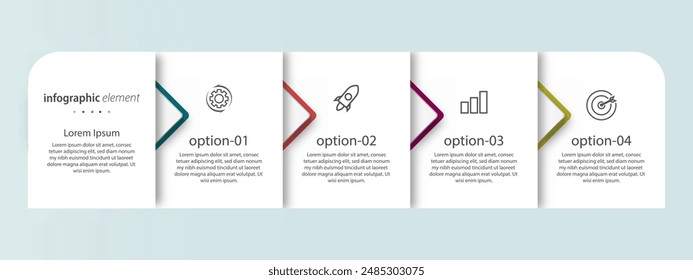 Infographic design presentation business timeline with 4 steps, options. can be used for workflow diagram, info chart, web design. vector illustration.