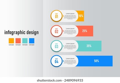 Infographic design process with square template design with icons and 4 options or steps. Vector illustration.
