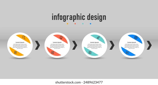 Infographic design  process with square template design with icons and 4 options or steps. Vector illustration.
