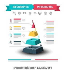 Infographic Design with Pyramid and Data Flow. Vector Web Infographics Template.