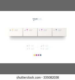 Infographic design with realistic 3d boxes on simple background with numbers and text 
can be used for workflow layout, diagram, chart, number options, web design. 
Eps 10 vector illustration 