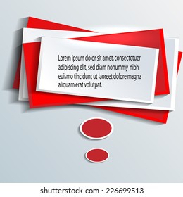 Infographic design with red communication bubbles on the blue background.
