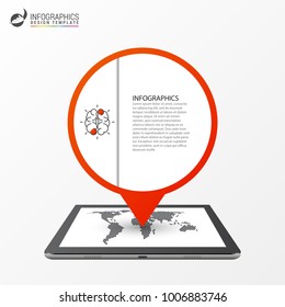 Infographic design. Report template with location pointer. Vector illustration